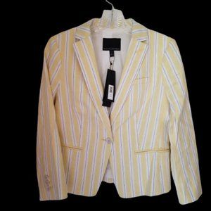 Banana Republic Stretch Linen Soft Yellow Pinstripe Tailored Blazer Size 2P